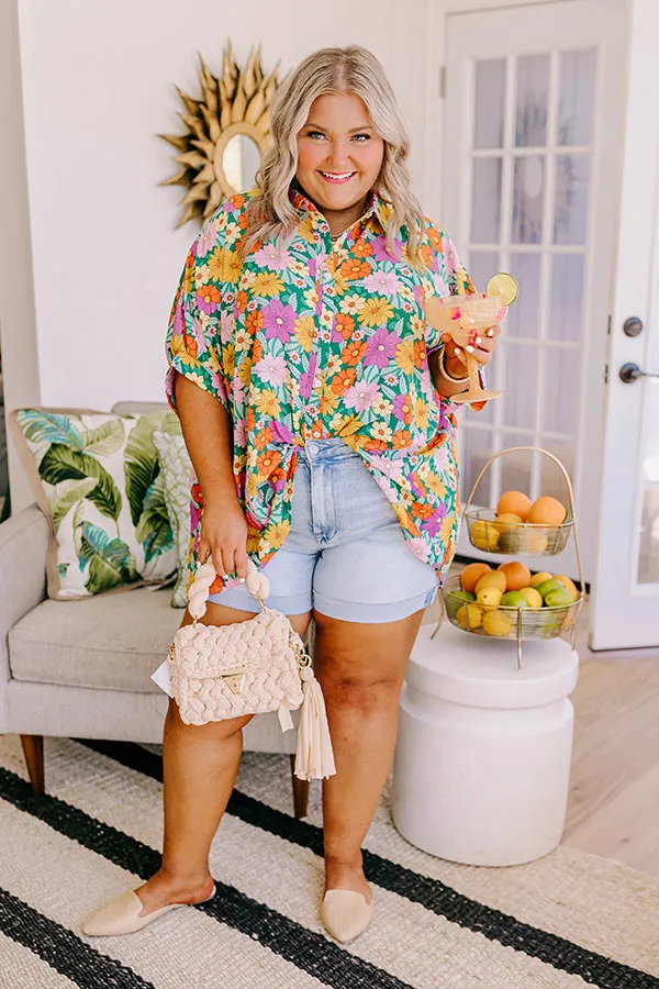 Flower Power Shift Top in Green Curves sold by Impressions