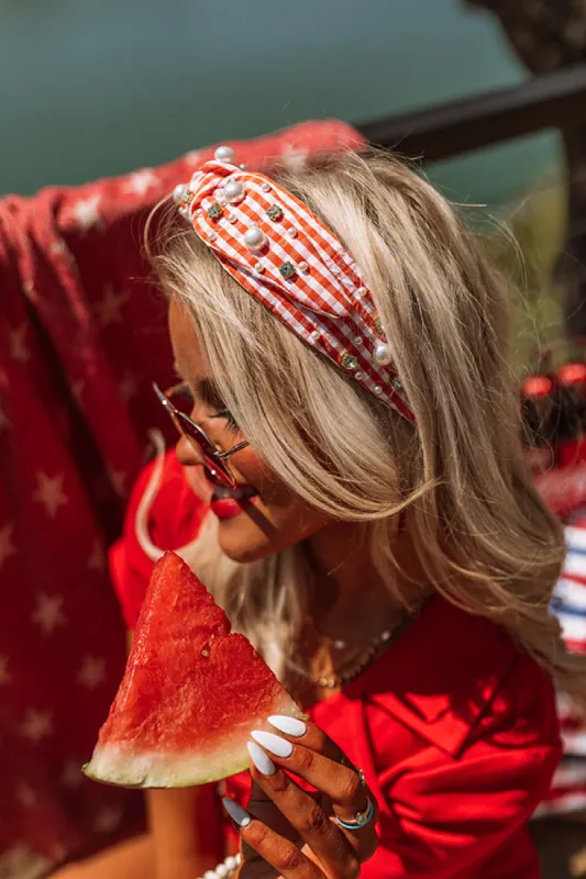 Inspiring Sights Embellished Headband In Orange sold by Impressions