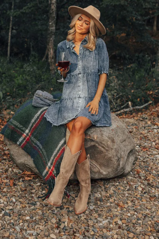 Manifest It Denim Shift Dress sold by Impressions