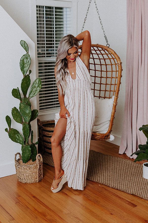 Bahama Nights Halter Maxi In Iced Latte sold by Impressions product image thumbnail 4