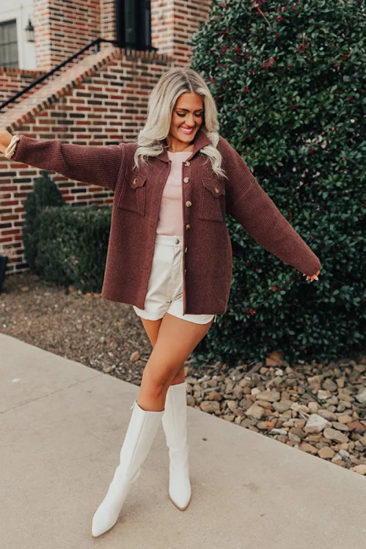 Next One Up Knit Jacket In Chocolate sold by Impressions