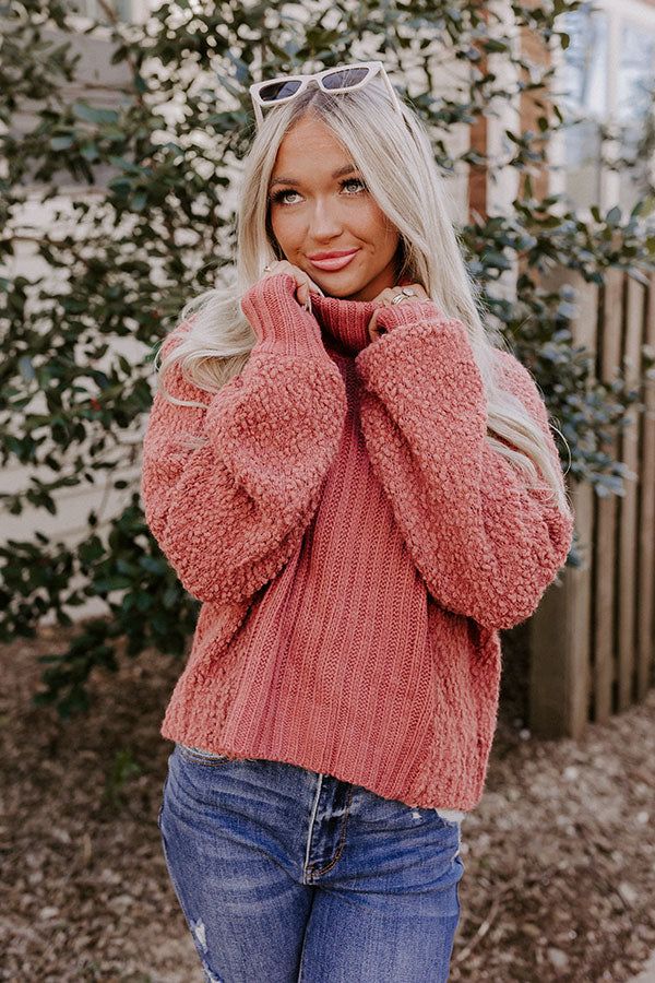 Most Likely to Cuddle Knit Sweater in Rust sold by Impressions