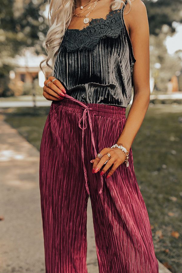 The Blossom Pleated Pants In Berry sold by Impressions product image thumbnail 5