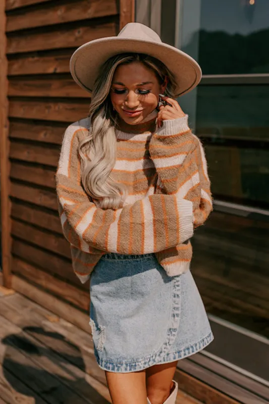 Bonfire Feels Stripe Knit Sweater in Mocha sold by Impressions