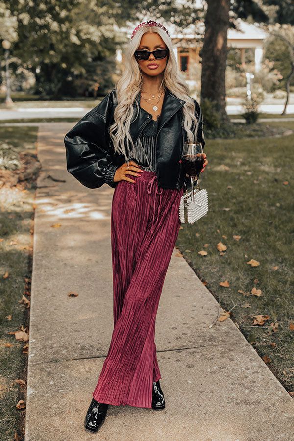 The Blossom Pleated Pants In Berry sold by Impressions product image thumbnail 3