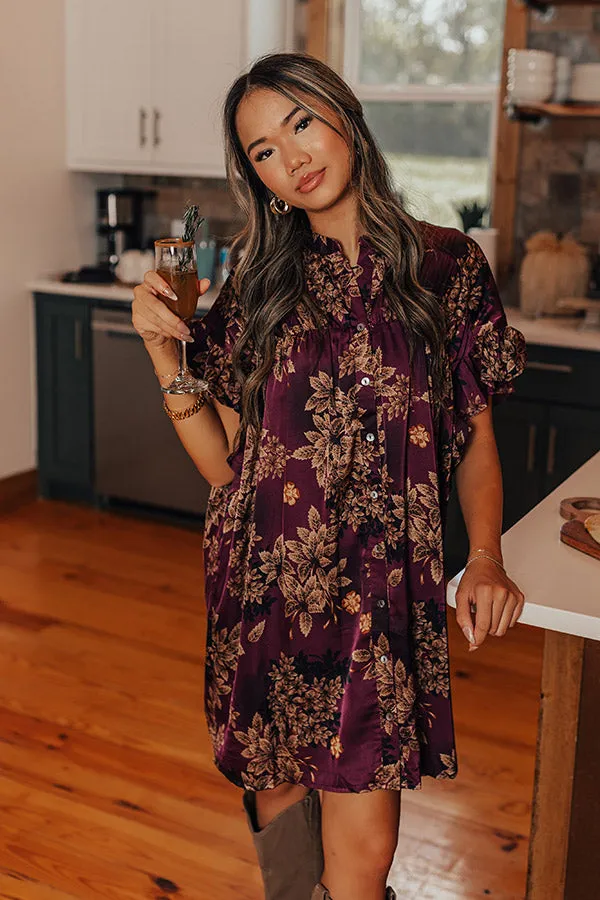 Song On Repeat Floral Shift Dress in Dark Purple sold by Impressions product image thumbnail 4
