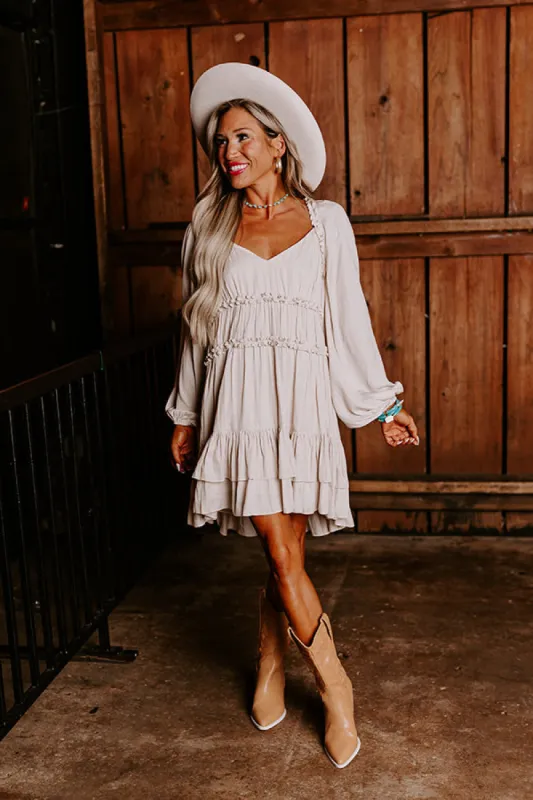 Caught Crushing Ruffle Dress In Stone sold by Impressions