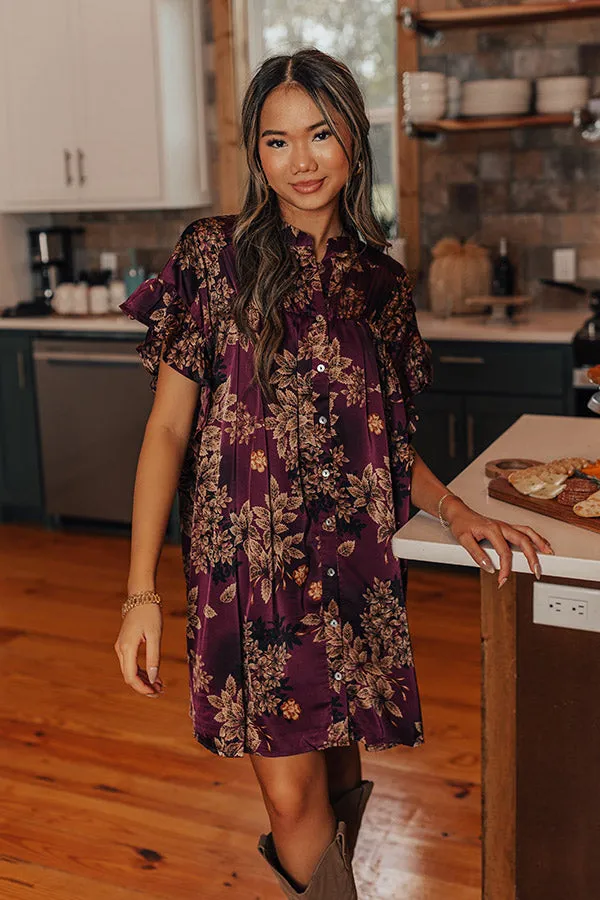 Song On Repeat Floral Shift Dress in Dark Purple sold by Impressions