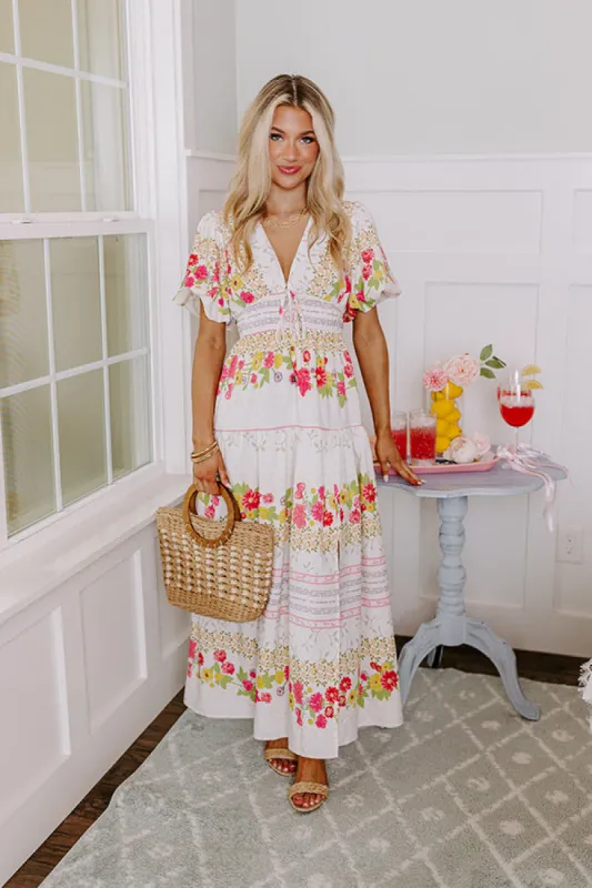 St. Tropez Stroll Floral Midi in Ivory sold by Impressions