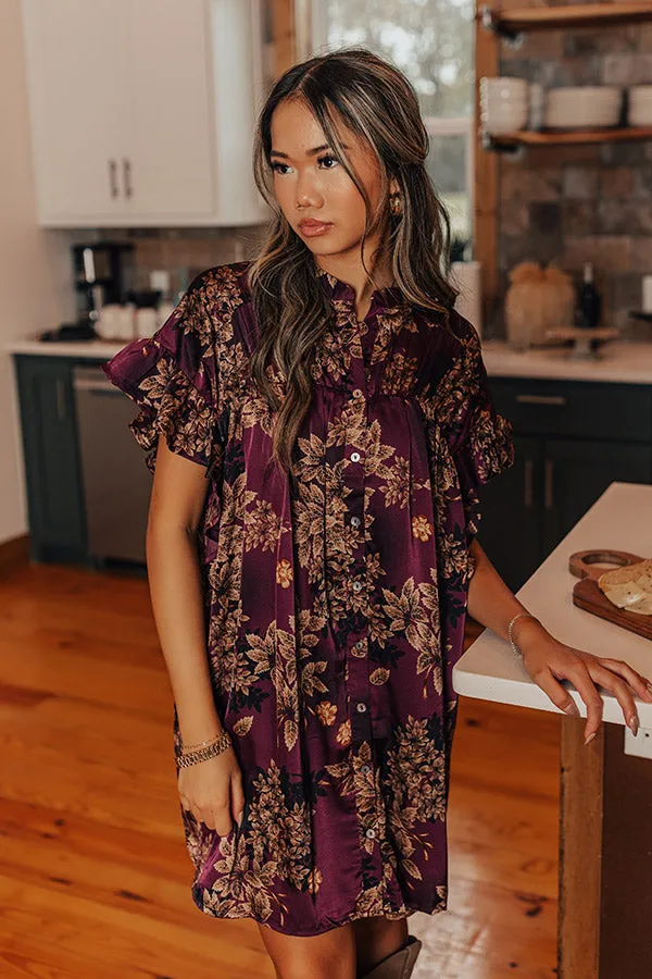 Song On Repeat Floral Shift Dress in Dark Purple sold by Impressions product image thumbnail 3