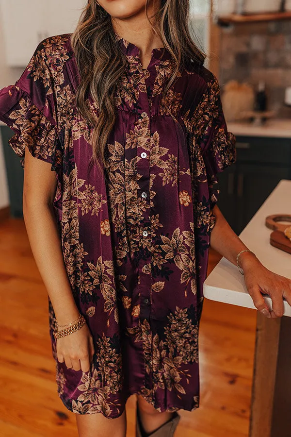 Song On Repeat Floral Shift Dress in Dark Purple sold by Impressions product image thumbnail 5