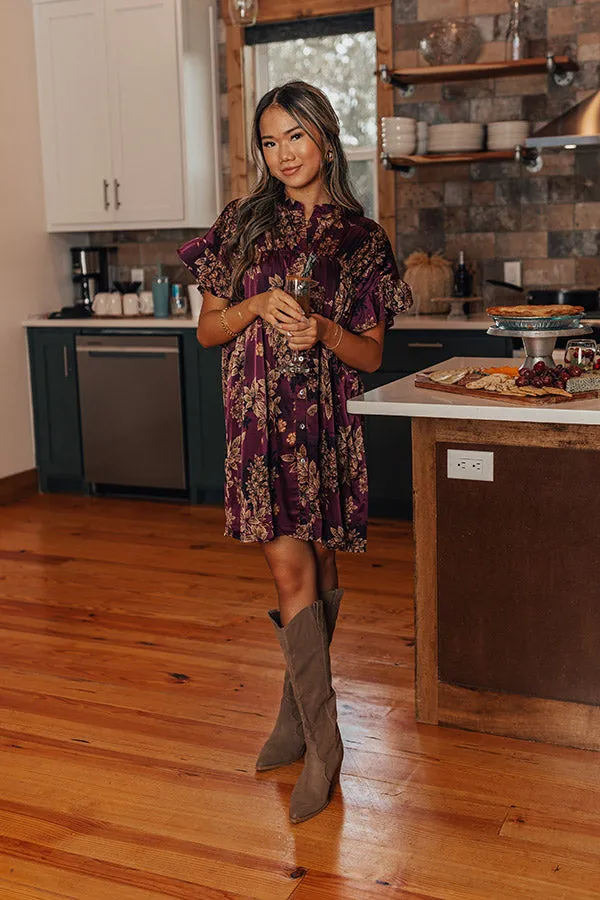 Song On Repeat Floral Shift Dress in Dark Purple sold by Impressions product image thumbnail 2