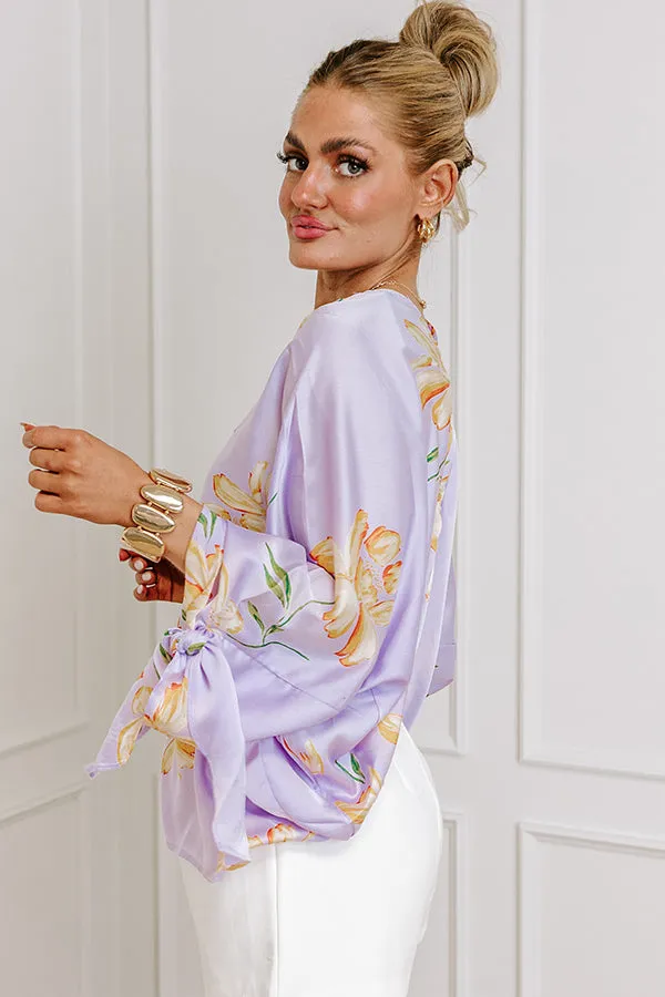 Botanical Bliss Satin Shift Top in Lavender sold by Impressions product image thumbnail 3