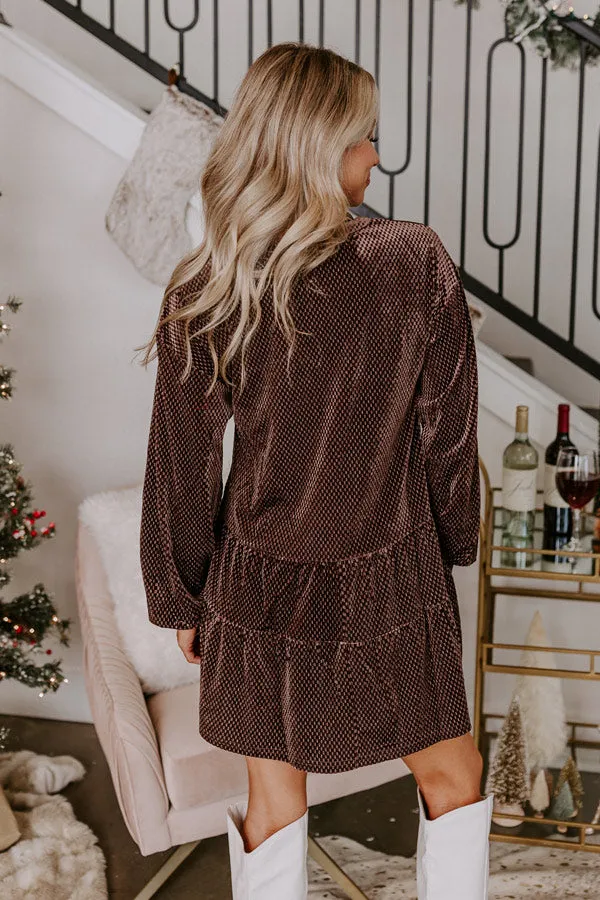 Wine Tasting Velvet Shift Dress In Brown sold by Impressions product image thumbnail 5