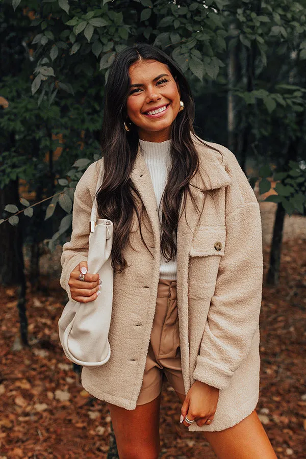 Cozier Than Ever Sherpa Jacket in Light Iced Latte sold by Impressions