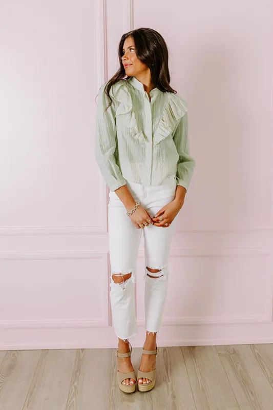 French Market Ruffle Top in Mint made by Olivaceous