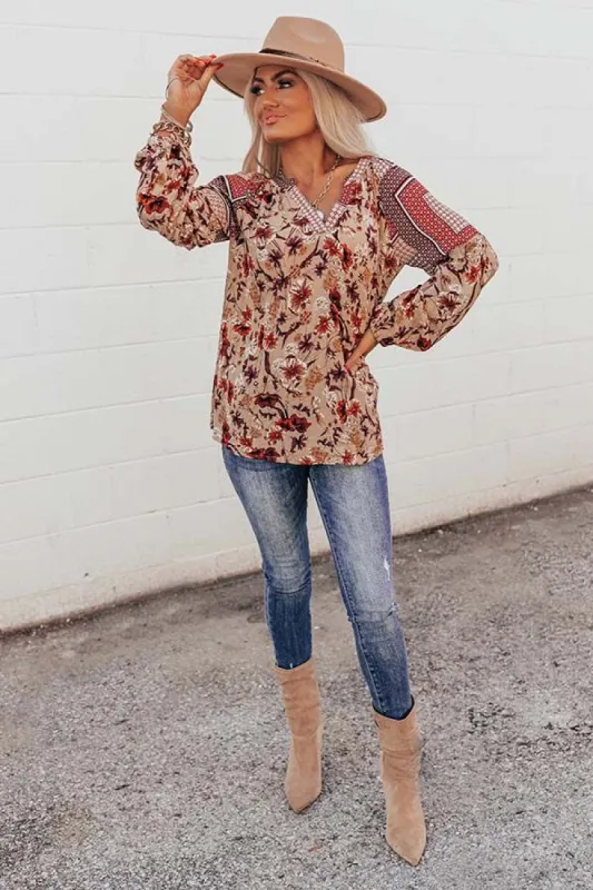 Sugar On Top Floral Shift Top in Beige sold by Impressions