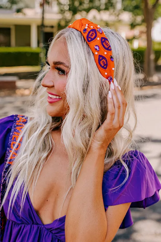 Team Spirit Embellished Headband In Orange sold by Impressions