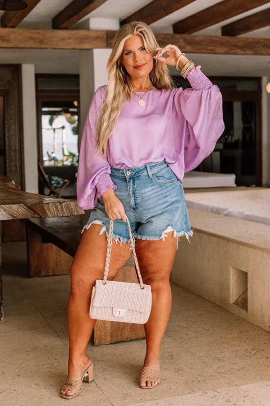 Saturday Night Premiere Shift Top In Lavender Curves sold by Impressions