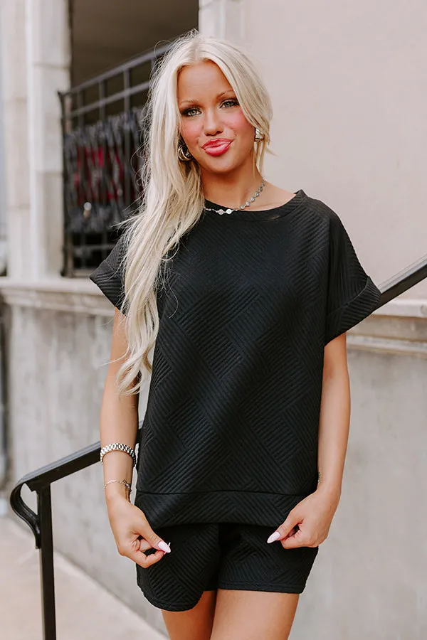 Coffee And Chit Chat Shift Top in Black sold by Impressions