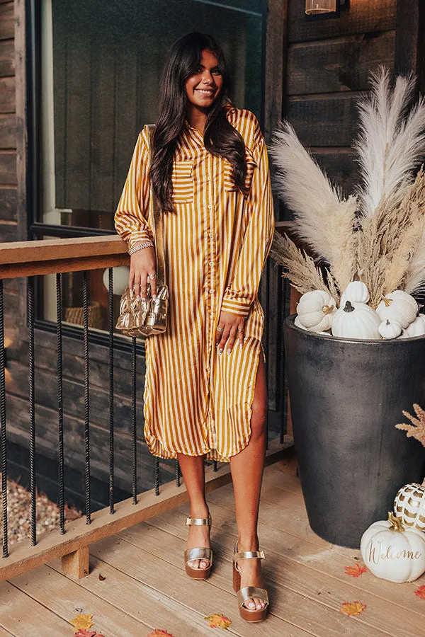 Clean Slate Stripe Midi In Mustard sold by Impressions