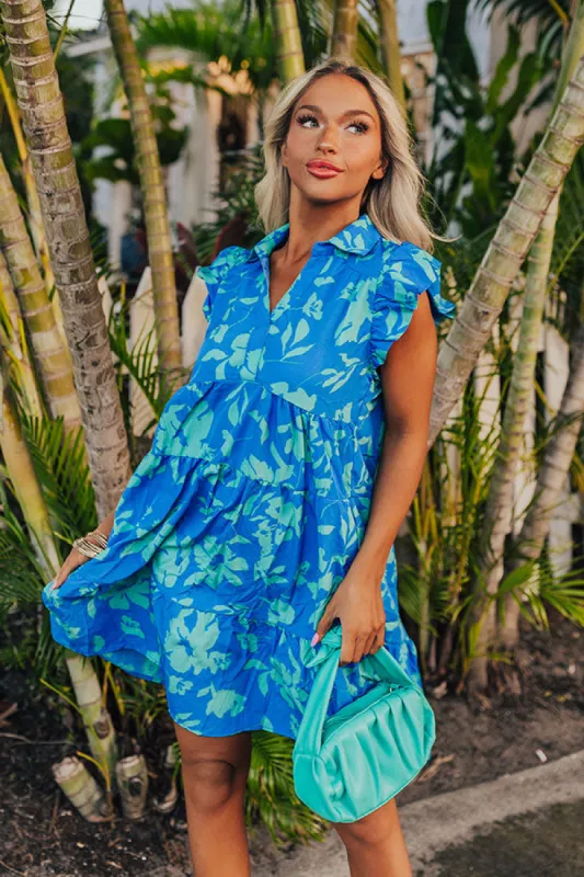 Cabana Date Floral Dress In Blue sold by Impressions