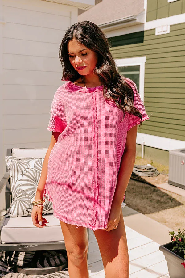 Visions Of You Waffle Knit Top In Pink sold by Impressions product image thumbnail 2