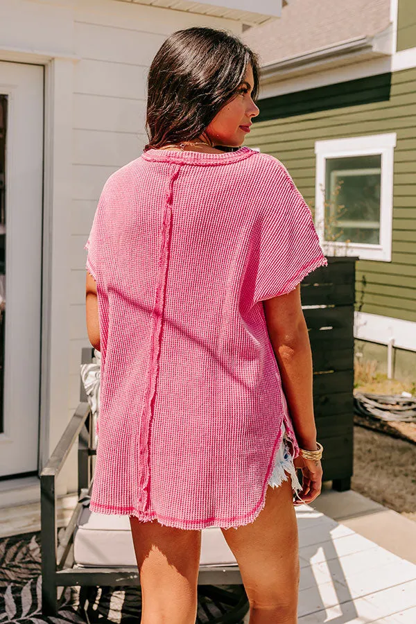 Visions Of You Waffle Knit Top In Pink sold by Impressions product image thumbnail 3