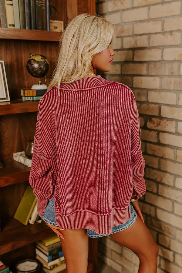 Vermont Bound Vintage Wash Oversized Sweater in Wine sold by Impressions product image thumbnail 5
