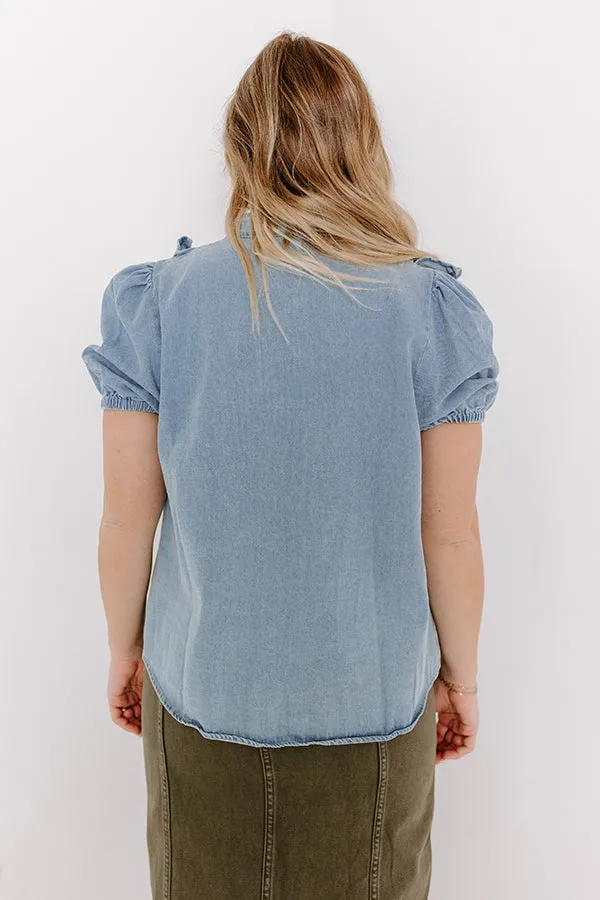 Sweetly Simple Denim Ruffle Top sold by Impressions product image thumbnail 5