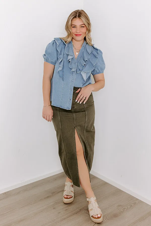 Sweetly Simple Denim Ruffle Top sold by Impressions product image thumbnail 2
