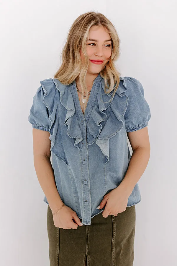Sweetly Simple Denim Ruffle Top sold by Impressions product image thumbnail 3