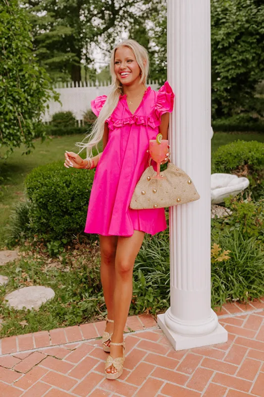 Pretty Chic Ruffle Mini Dress in Hot Pink sold by Impressions