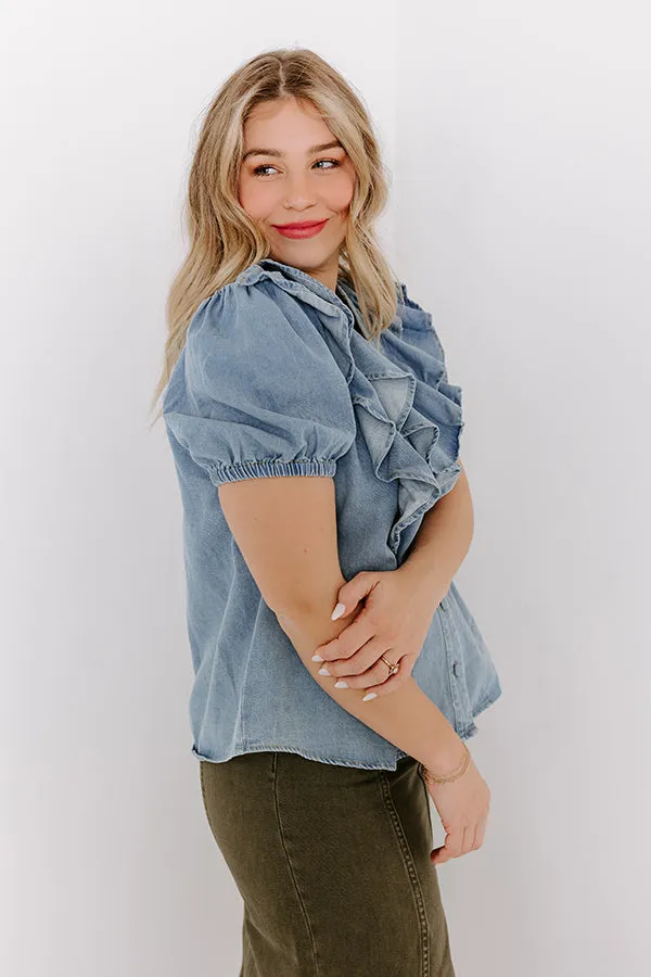 Sweetly Simple Denim Ruffle Top sold by Impressions product image thumbnail 4