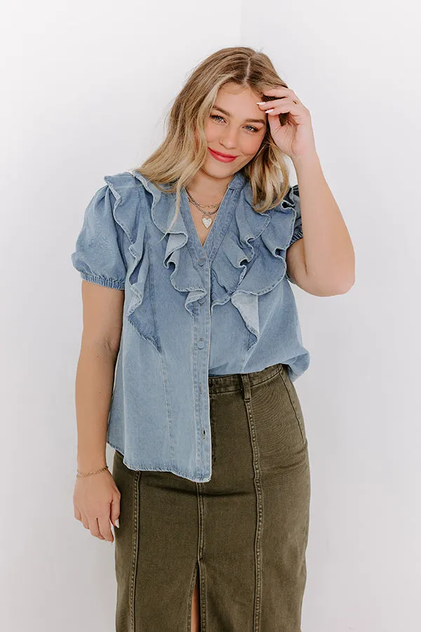 Sweetly Simple Denim Ruffle Top sold by Impressions
