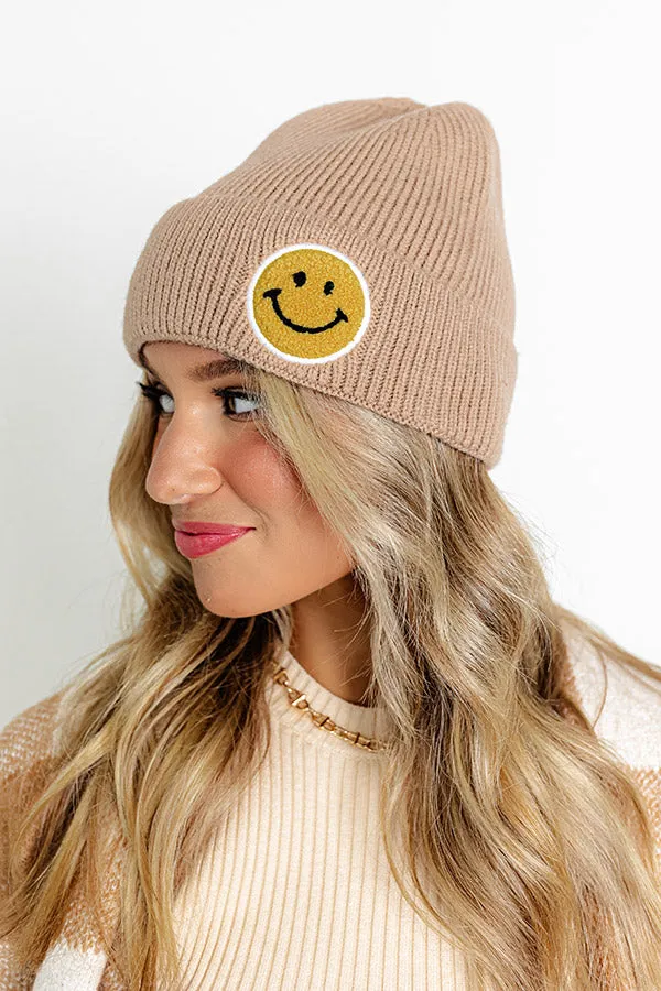 Friendly Smiles Knit Beanie in Warm Taupe sold by Impressions