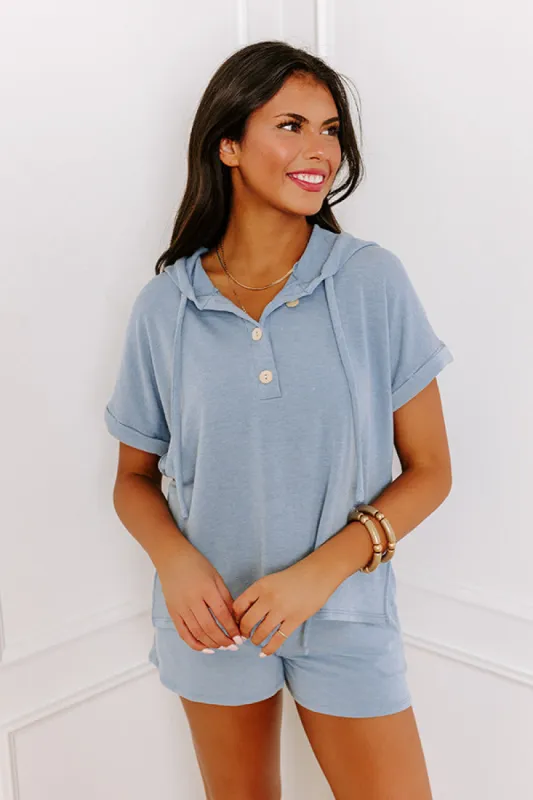 Take A Holiday Top In Airy Blue sold by Impressions