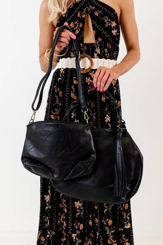 East Side Chic Faux Leather Tote In Black sold by Impressions