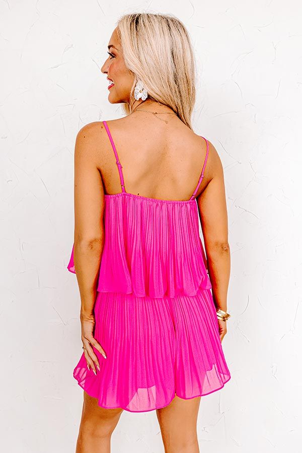 Door To Destiny Pleated Romper In Hot Pink sold by Impressions product image thumbnail 3