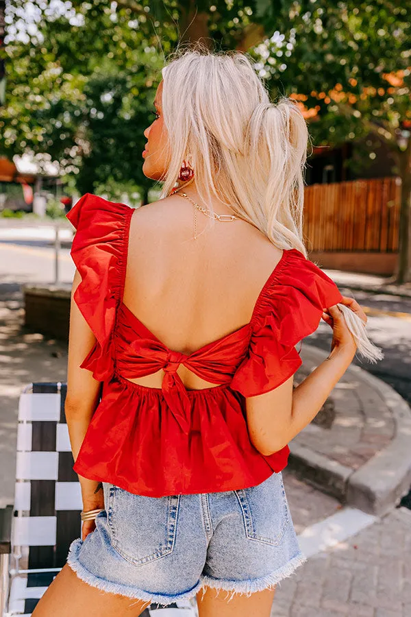 Stay Here Awhile Peplum Top In Crimson sold by Impressions product image thumbnail 4