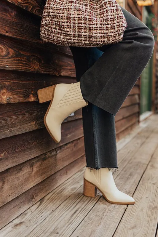 The Benett Faux Leather Bootie in Cream sold by Impressions