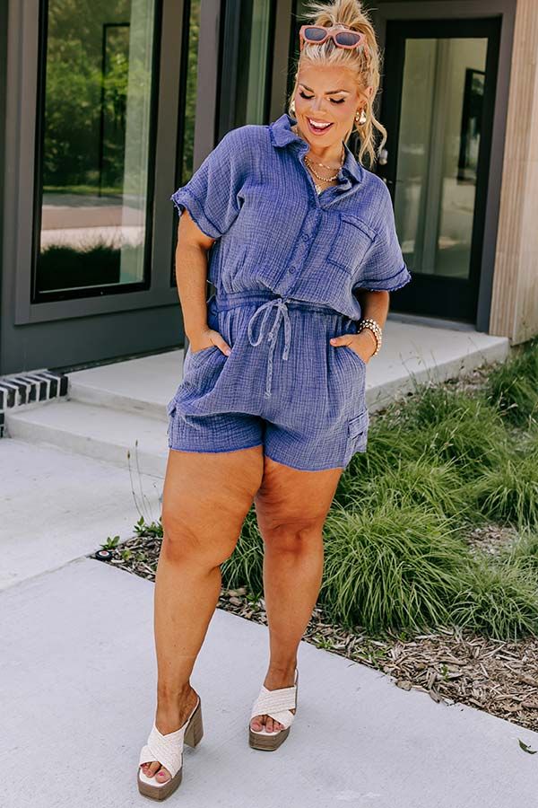 Hit Remix Romper In Cobalt Blue Curves sold by Impressions product image thumbnail 2