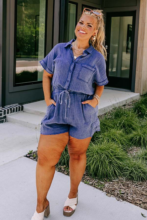 Hit Remix Romper In Cobalt Blue Curves sold by Impressions product image thumbnail 4