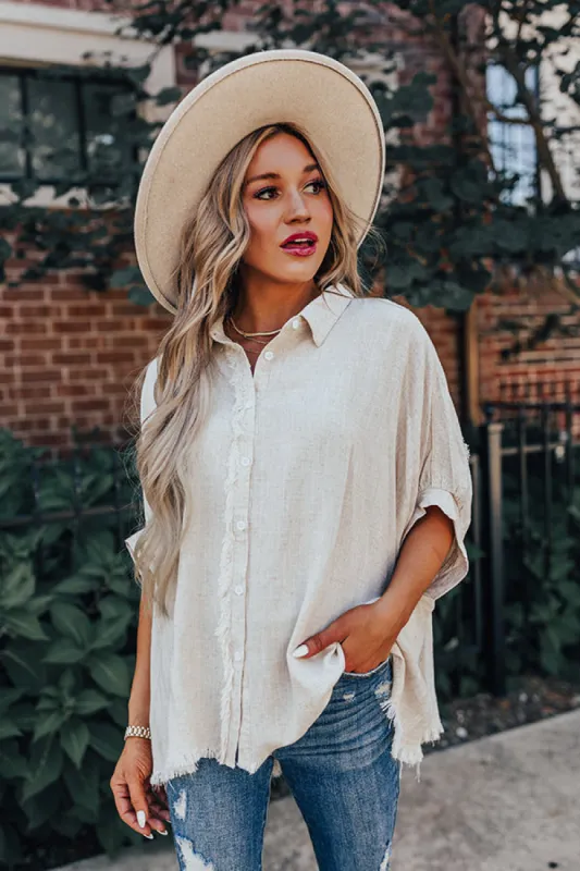 Hampton Button Up Linen-Blend Top sold by Impressions