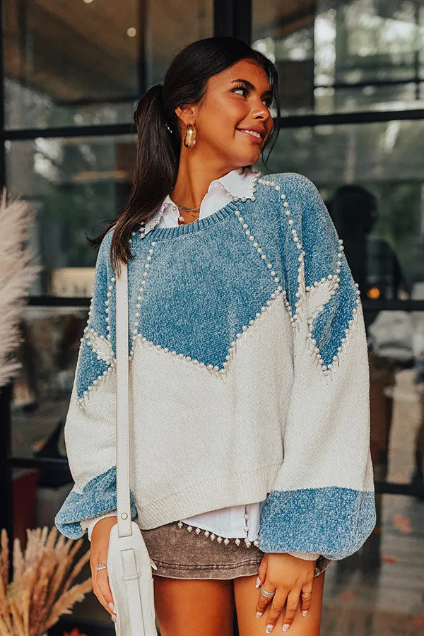 Tracking Promises Embellished Chenille Sweater sold by Impressions