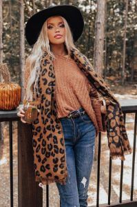 Beautiful Ambition Leopard Scarf in Camel sold by Impressions