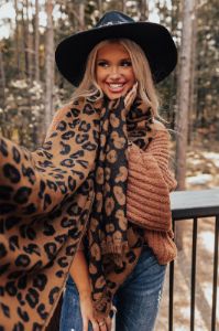 Beautiful Ambition Leopard Scarf in Camel sold by Impressions