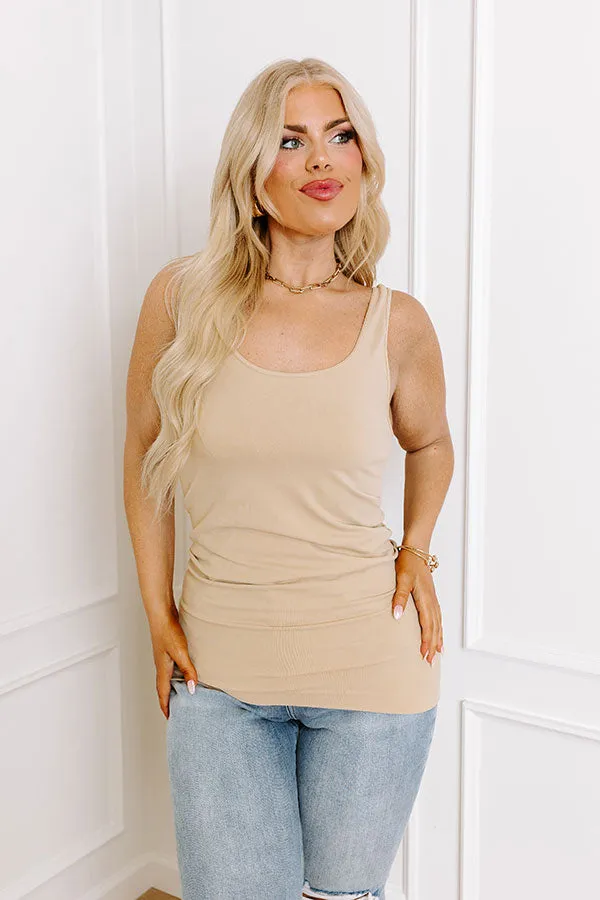 Easily Styled Seamless Tank in Beige Curves sold by Impressions