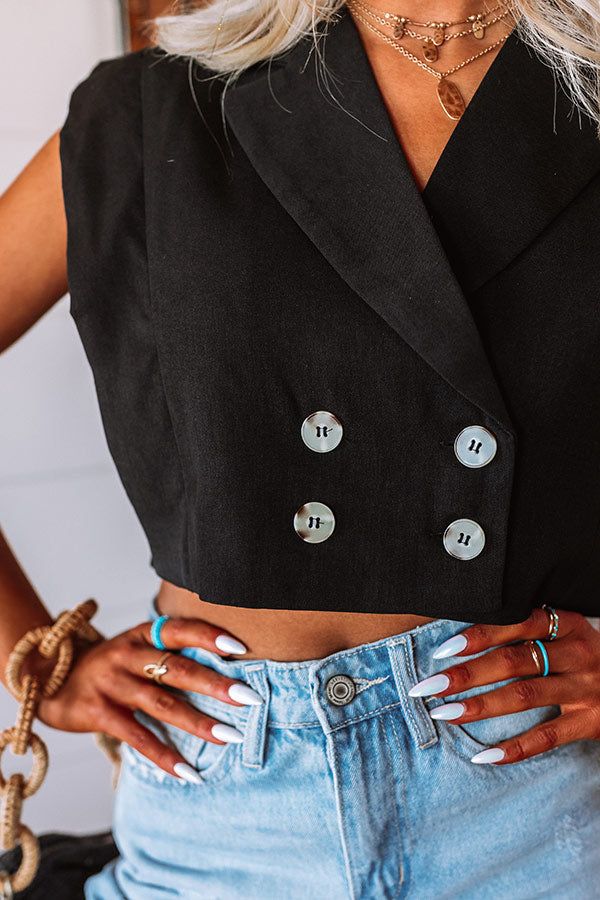 Champagne Cruising Crop Top in Black sold by Impressions product image thumbnail 4