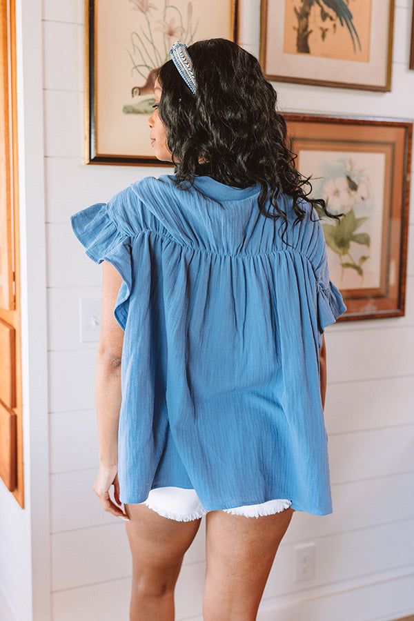 Divine Downtime Button Up in Airy Blue sold by Impressions product image thumbnail 4